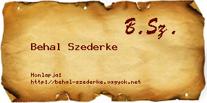 Behal Szederke névjegykártya